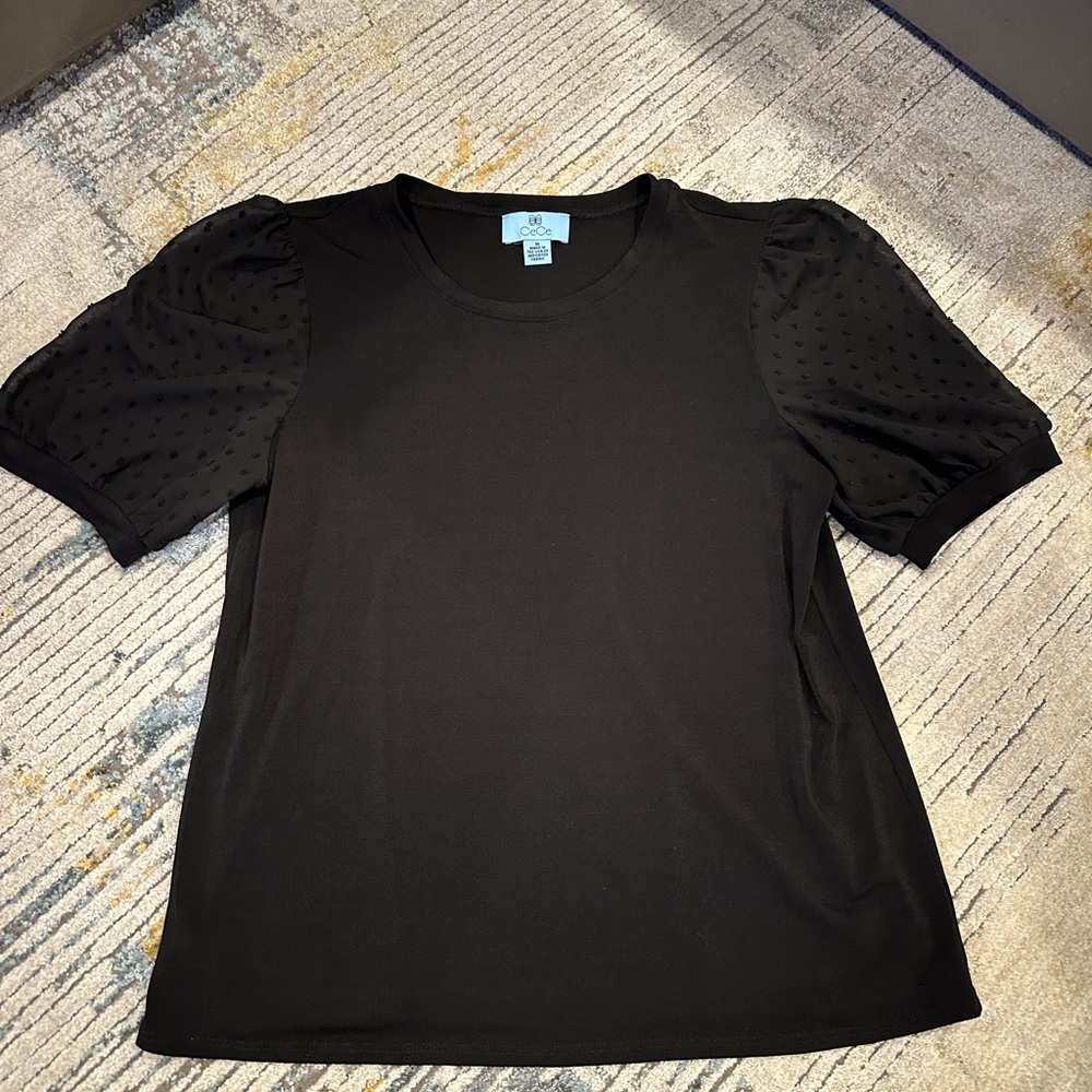 Cece Black Puff Sleeve Top - Medium